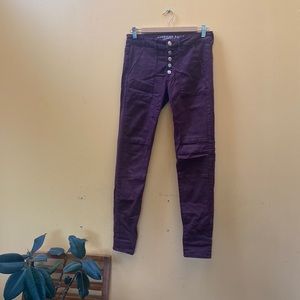 Maroon/Burgundy button up American Eagle jeggings